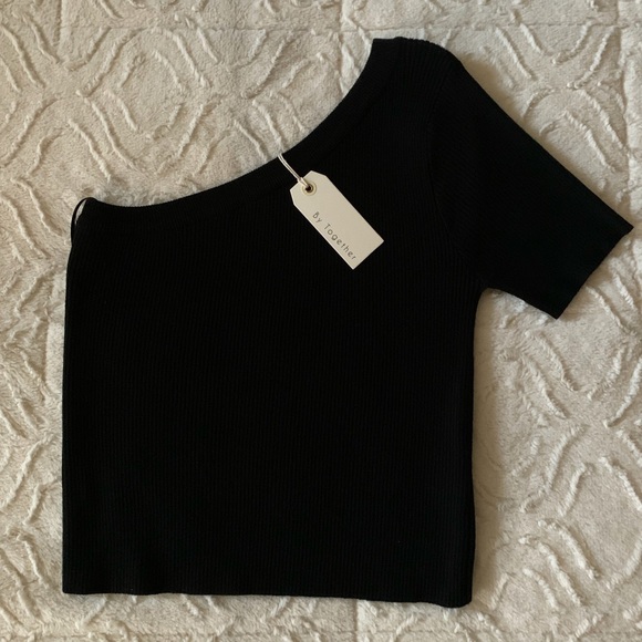 NWT One Shoulder Black Top - Picture 1 of 7